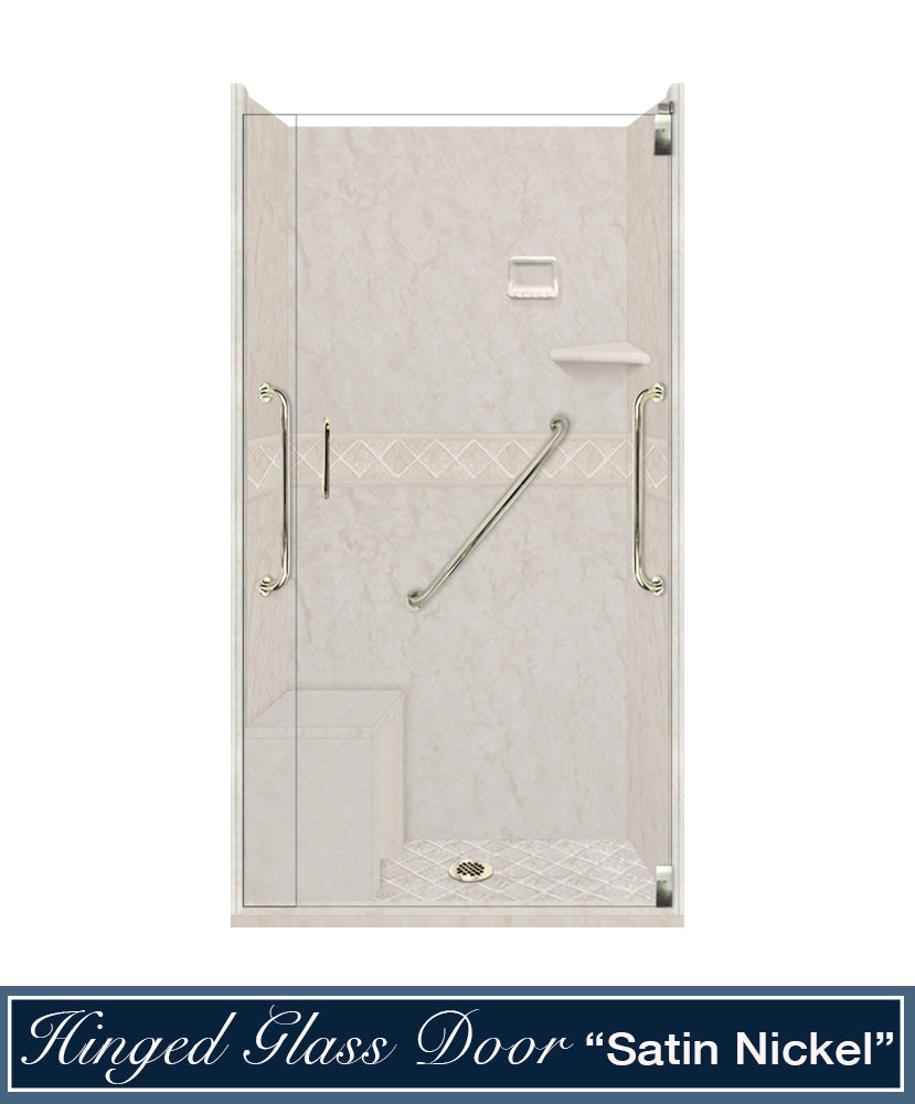 Freedom Rafe Marble Diamond Alcove Shower Enclosure Kit