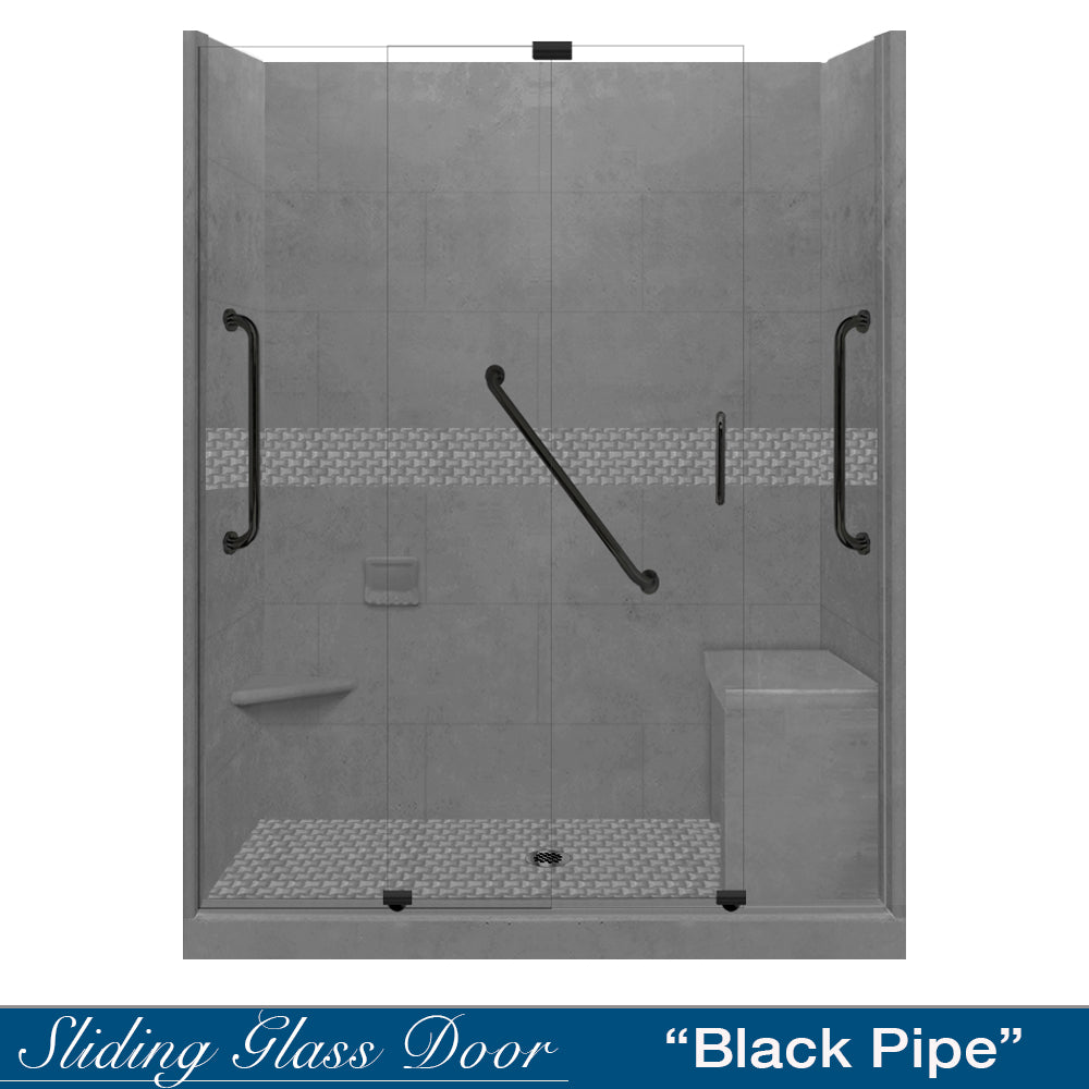 Freedom Jewel Wet Cement 60" Alcove Shower Enclosure Kit