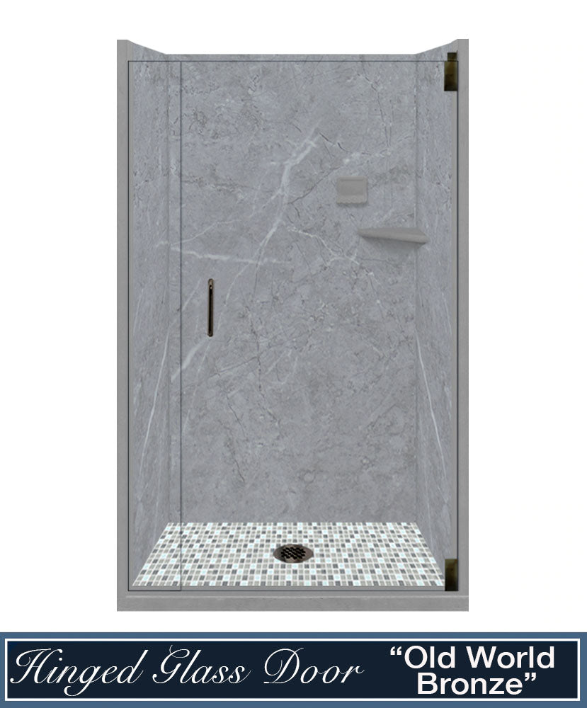 Grio Marble Del Mar Mosaic Alcove Shower Enclosure Kit