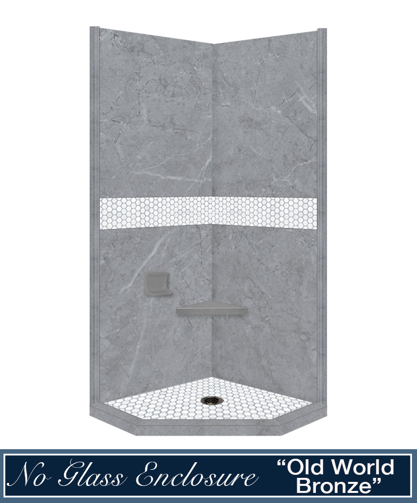 Grio Marble Pearl Hex Mosaic Neo Shower Enclosure Kit