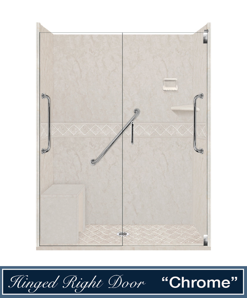 Freedom Rafe Marble Diamond Alcove Shower Enclosure Kit
