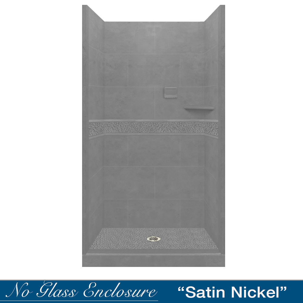 Pebble Wet Cement Small Alcove Shower Enclosure Kit