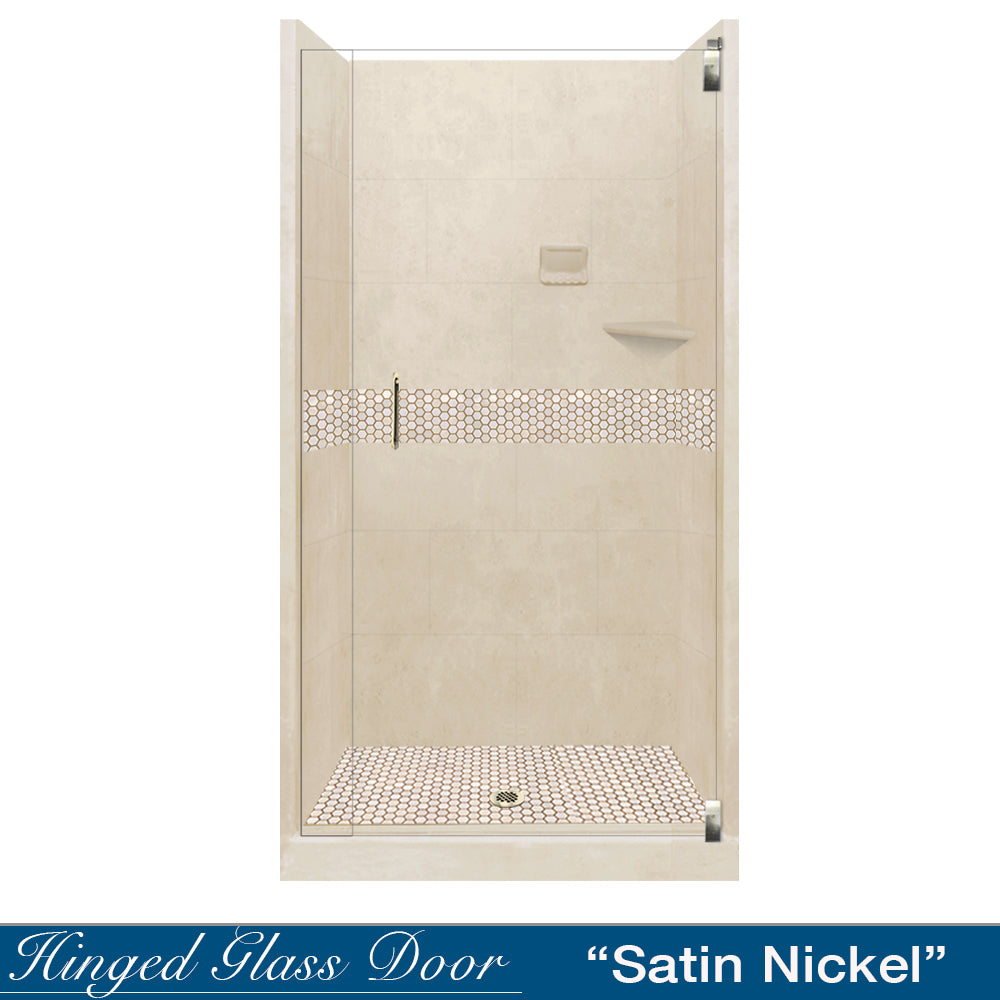 Alcove Desert Sand Sistine Stone & Honey Hex Mosaic Accent ("DIY Shower Remodel Kit")