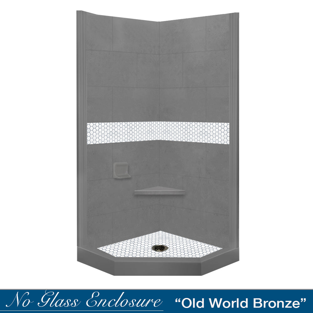 Neo-Angle Wet Cement Sistine Stone & Pearl Hex Mosaic Accent ("DIY Shower Remodel Kit")