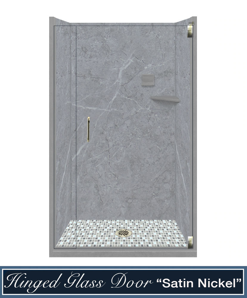 Grio Marble Del Mar Mosaic Alcove Shower Enclosure Kit