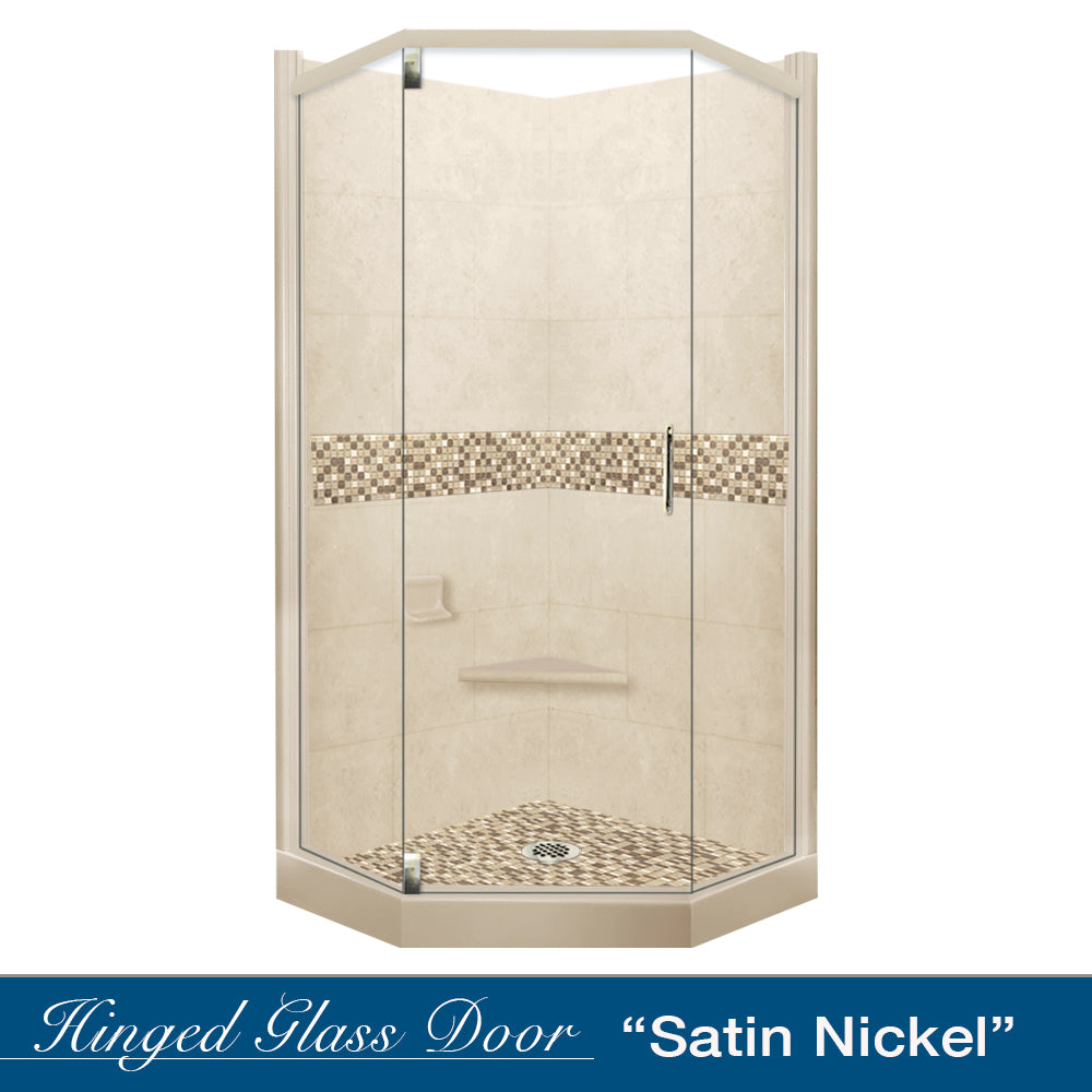 Neo-Angle Desert Sand Sistine Stone & Roma Mosaic Accent Shower Remodel Kit