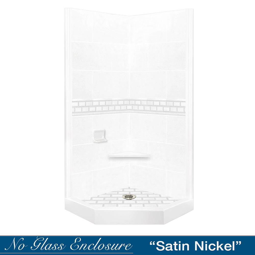 Neo-Angle Natural Buff Sistine Stone & Subway Stone Accent Shower Remodel Kit