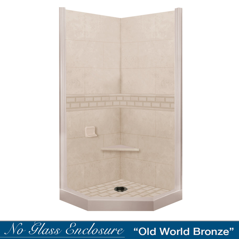 Neo-Angle Brown Sugar Sistine Stone & Subway Stone Accent ("DIY Shower Remodel Kit")