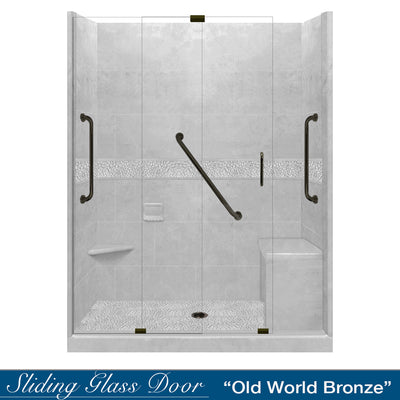 Freedom Pebble Portland Cement 60" Alcove Shower Kit