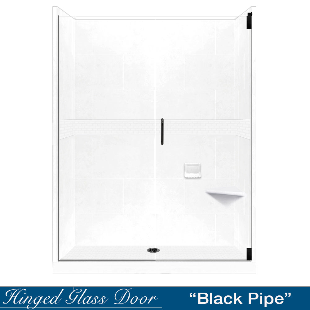 60" Alcove Natural Buff Sistine Stone & Classic Stone Accent ("DIY Shower Remodel Kit")