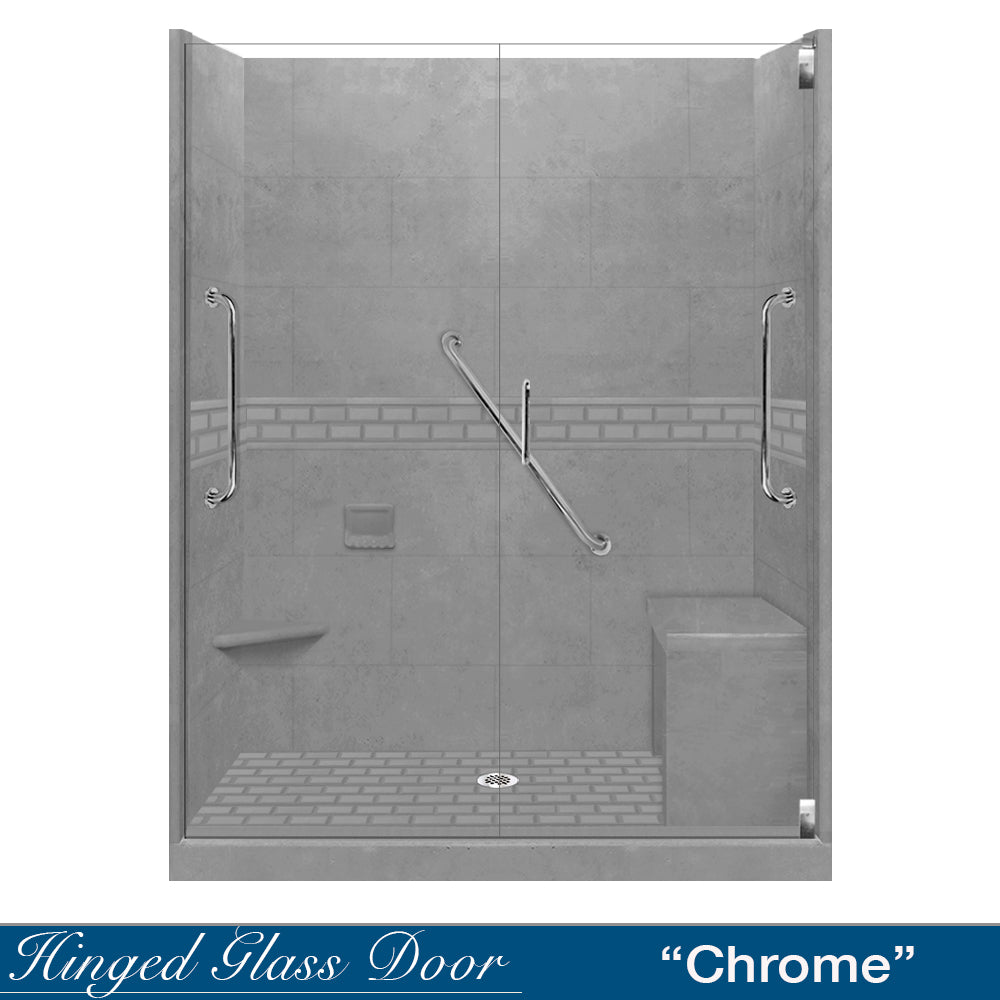 Freedom Subway Wet Cement 60" Alcove Shower Enclosure Kit