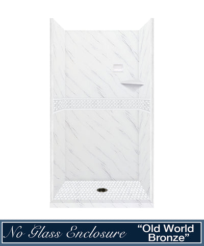 Carrara Marble Jewel Alcove Shower Enclosure Kit