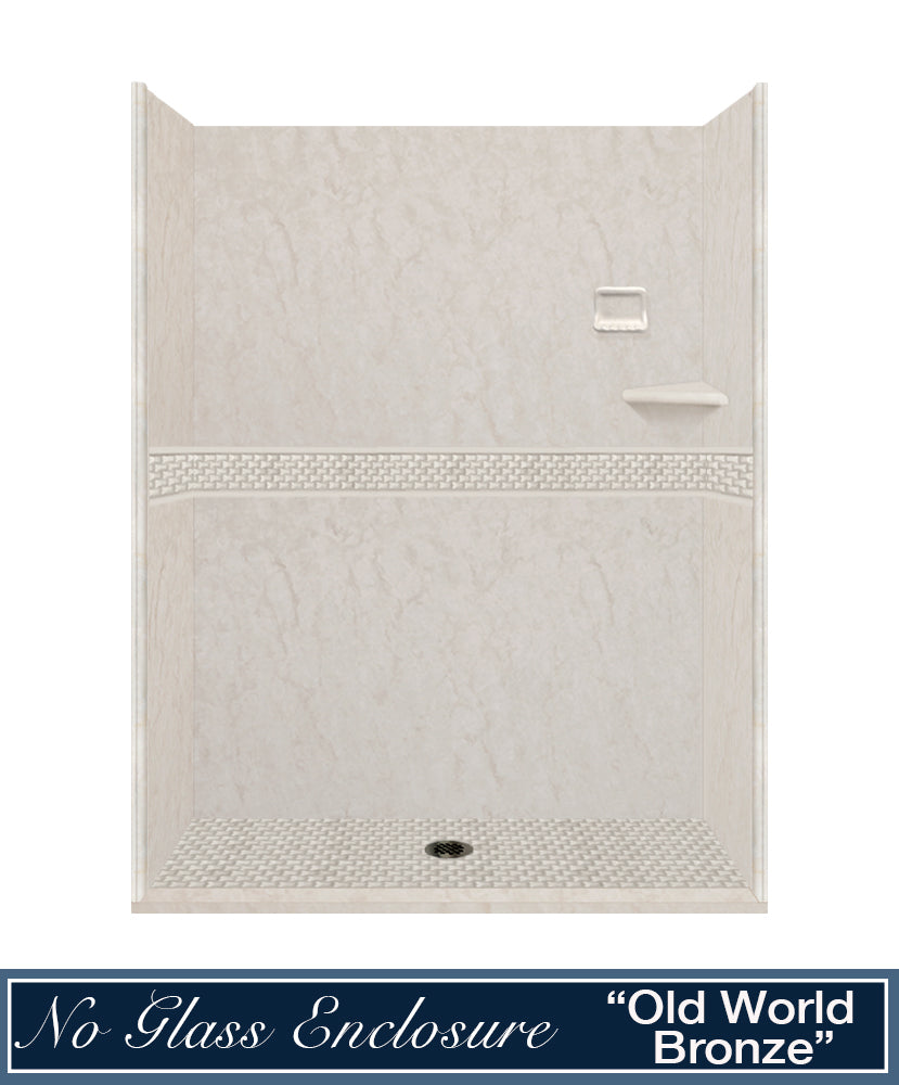 60" Alcove Rafe Medici Marble & Jewel Stone Accent Shower Remodel Kit
