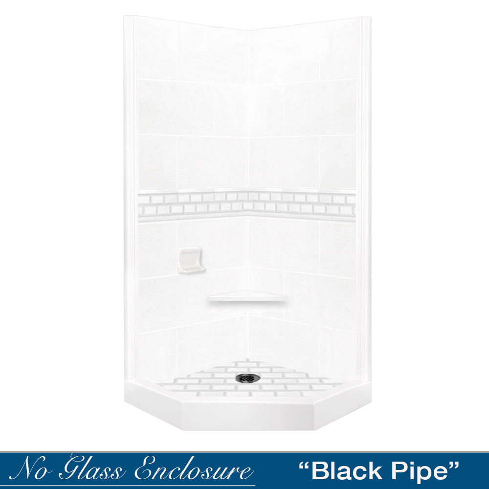 Neo-Angle Natural Buff Sistine Stone & Subway Stone Accent Shower Remodel Kit