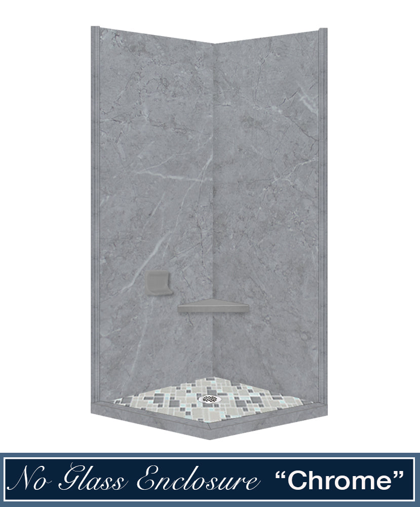 Grio Marble Newport Mosaic Corner Shower Kit