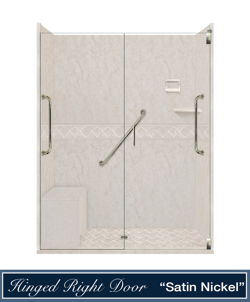 Freedom Rafe Marble Diamond Alcove Shower Enclosure Kit