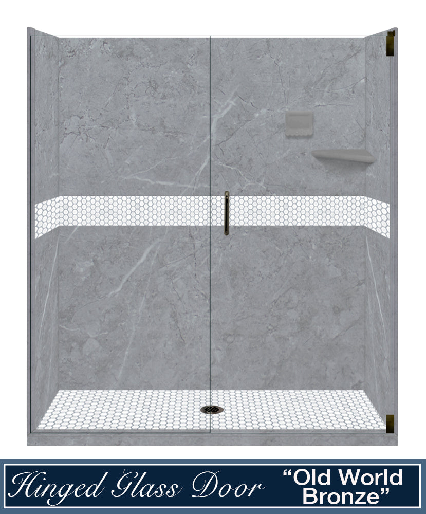 Grio Marble Pearl Hex Mosaic Alcove Shower Kit