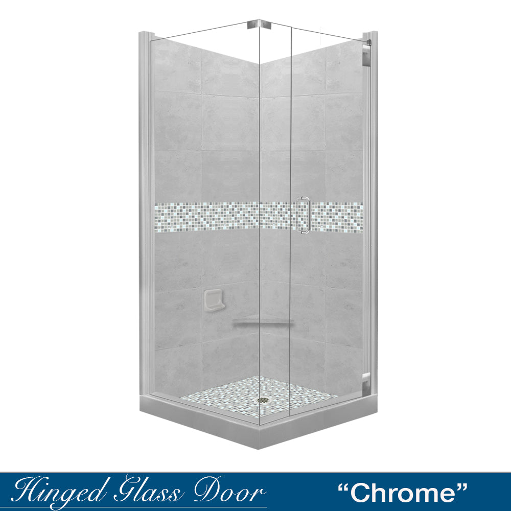 Corner Portland Cement Sistine Stone & Del Mar Mosaic Accent ("DIY Shower Remodel Kit")