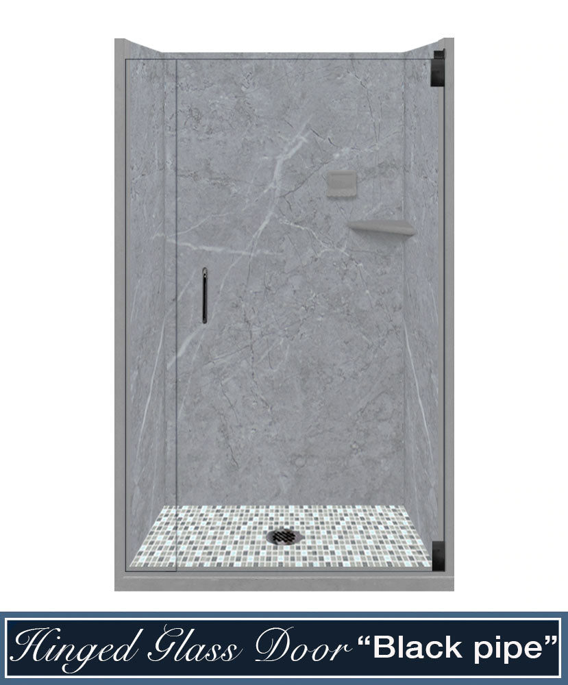 Grio Marble Del Mar Mosaic Alcove Shower Enclosure Kit