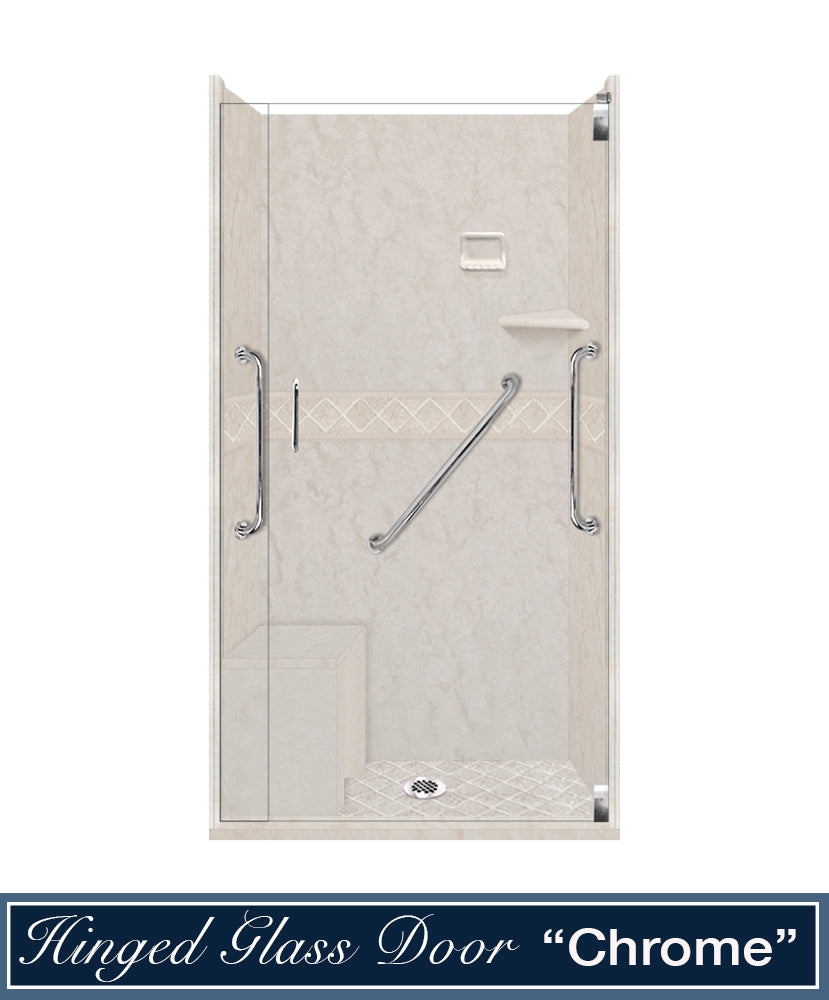 Freedom Rafe Marble Diamond Alcove Shower Enclosure Kit