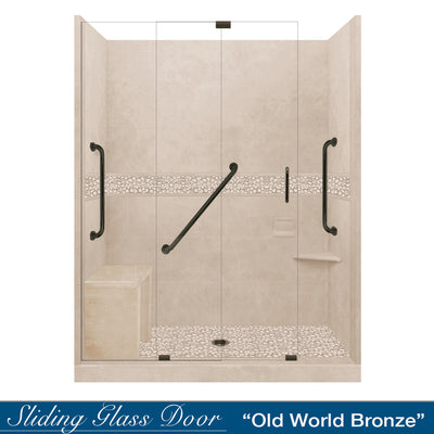 Freedom Pebble Brown Sugar 60" Alcove Shower Enclosure Kit