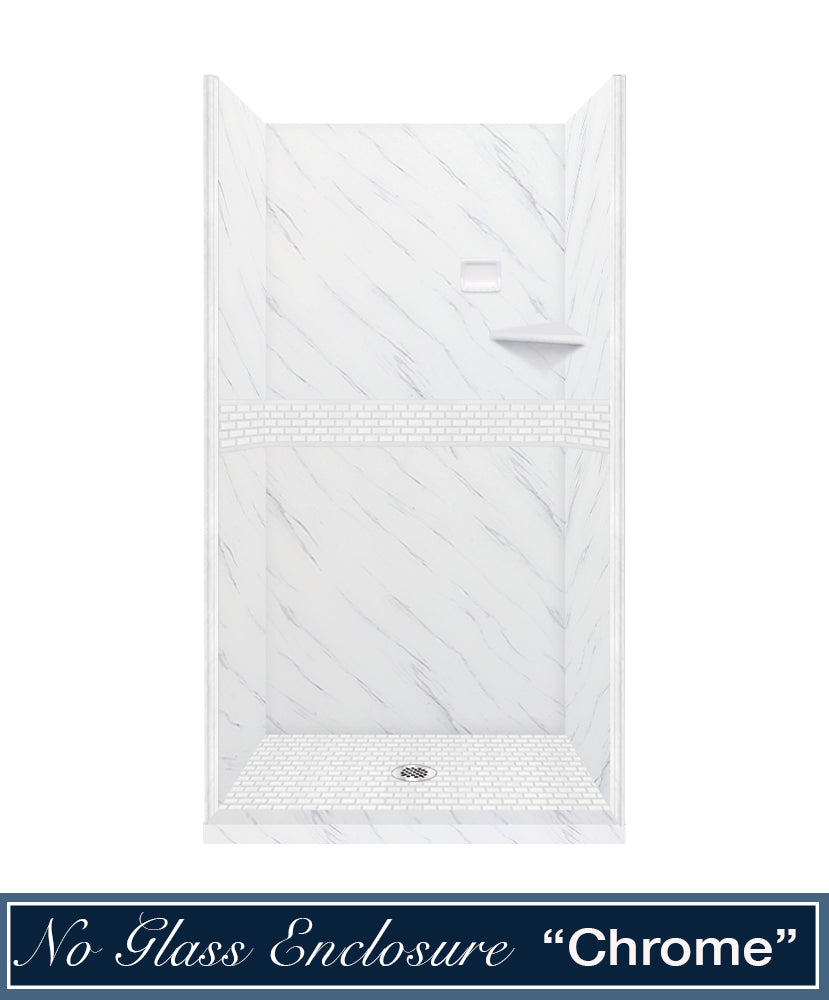 Carrara Marble Classic Alcove Shower Kit