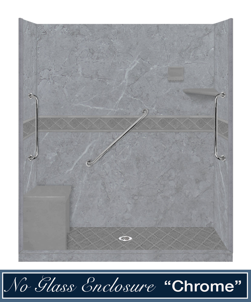 Freedom Grio Marble Diamond Alcove Shower Enclosure Kit