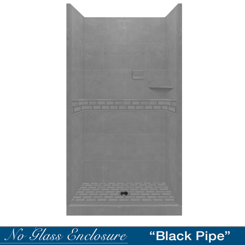 Alcove Wet Cement Sistine Stone & Subway Stone Accent Shower Remodel Kit