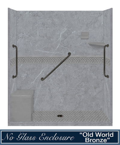 Freedom Grio Marble Jewel Alcove Shower Enclosure Kit
