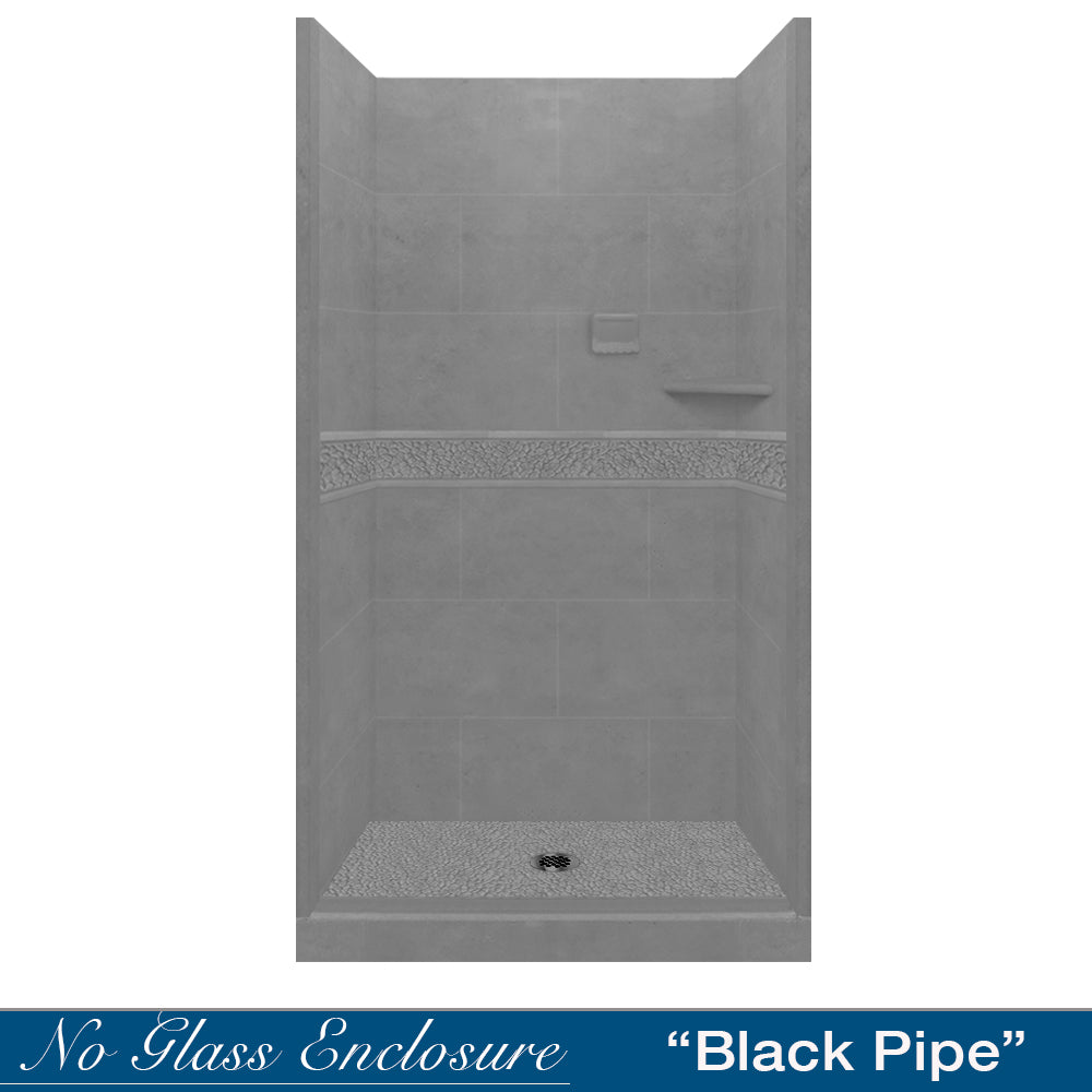 Pebble Wet Cement Small Alcove Shower Enclosure Kit