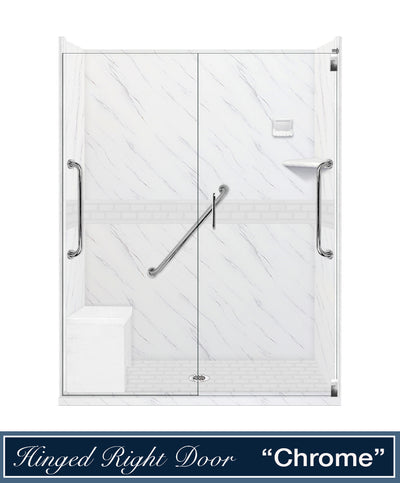 Freedom Carrara Marble Subway Alcove Shower Enclosure Enclosure Kit