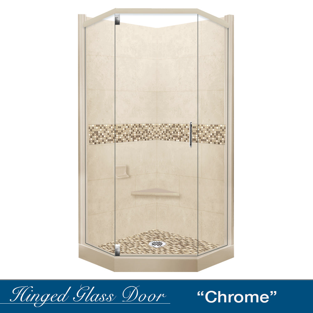 Neo-Angle Desert Sand Sistine Stone & Roma Mosaic Accent Shower Remodel Kit