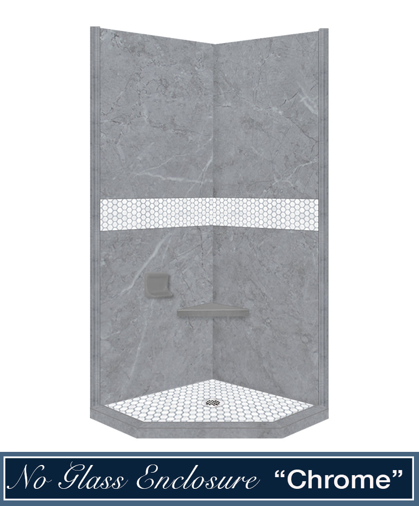 Grio Marble Pearl Hex Mosaic Neo Shower Enclosure Kit