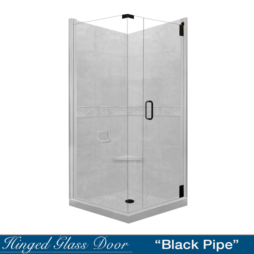 Corner Portland Cement Sistine Stone & Pebble Stone Accent Shower Remodel Kit