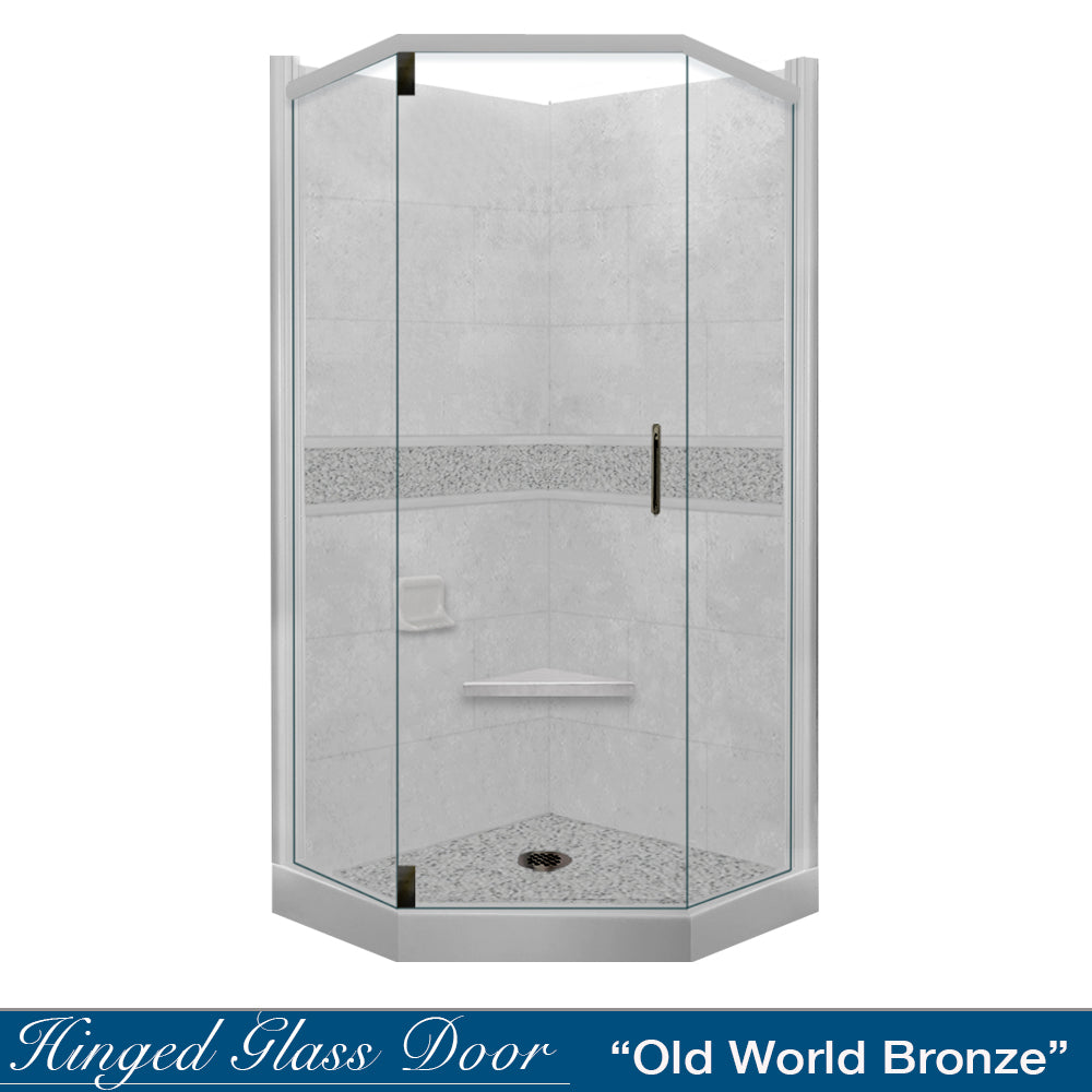 Neo-Angle Portland Cement Sistine Stone & Pebble Stone Accent Shower Remodel Kit