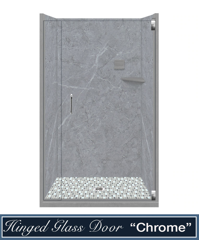 Grio Marble Del Mar Mosaic Alcove Shower Enclosure Kit