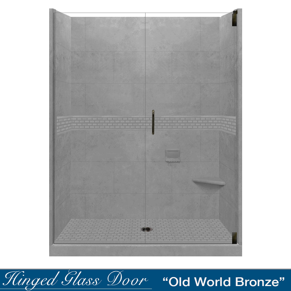 Classic Wet Cement 60" Alcove Stone Shower Kit