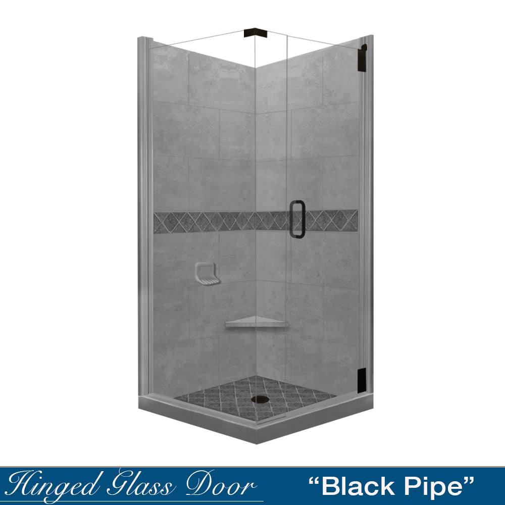Corner Wet Cement Sistine Stone & Diamond Stone Accent Shower