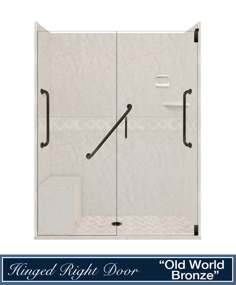 Freedom Rafe Marble Diamond Alcove Shower Enclosure Kit