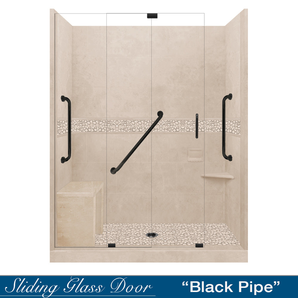 Freedom Pebble Brown Sugar 60" Alcove Shower Enclosure Kit