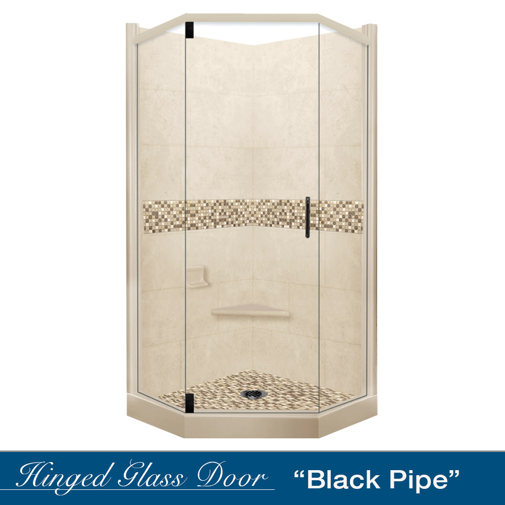 Neo-Angle Desert Sand Sistine Stone & Roma Mosaic Accent Shower Remodel Kit