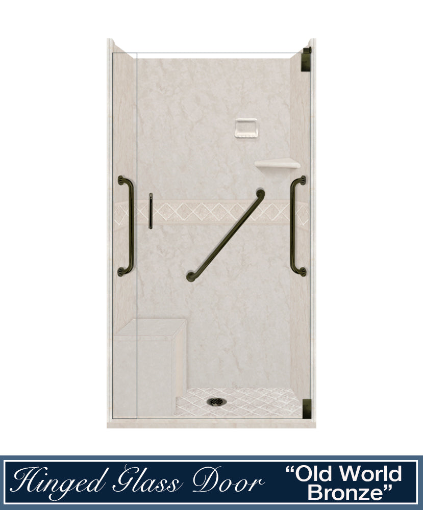 Freedom Rafe Marble Diamond Alcove Shower Enclosure Kit