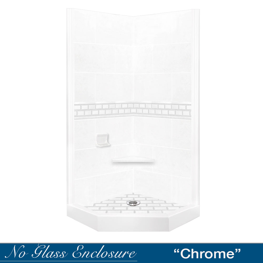 Neo-Angle Natural Buff Sistine Stone & Subway Stone Accent Shower Remodel Kit
