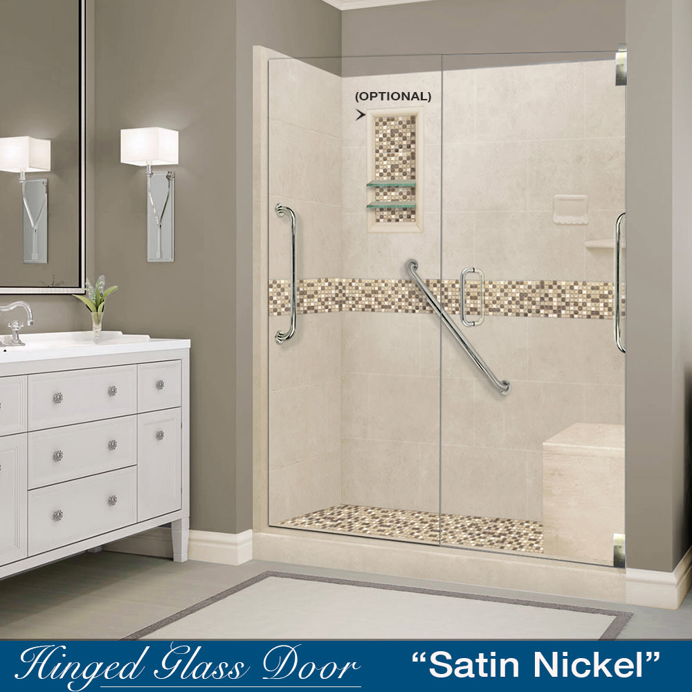 Freedom Roma Mosaic Desert Sand 60" Alcove Stone Shower Enclosure Kit