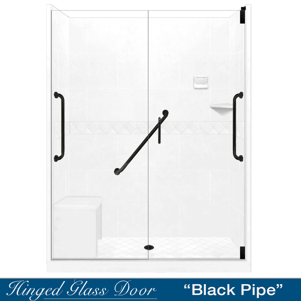 Freedom Standard Diamond Natural Buff 60" Alcove Shower Kit  testing shower - American Bath Factory