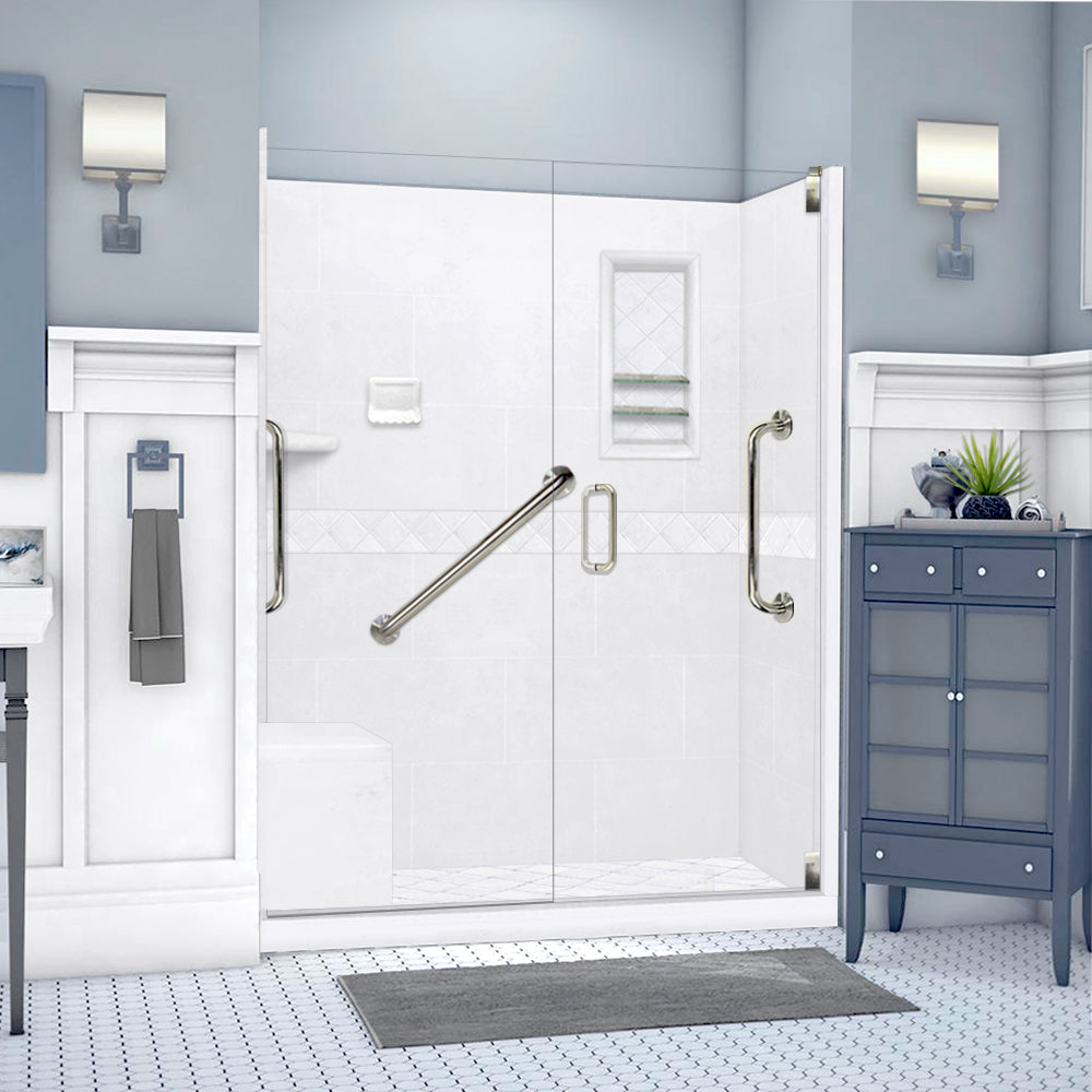 Freedom 60" Alcove Natural Buff Sistine Stone & Diamond Stone Accent ("DIY Shower Remodel Kit")