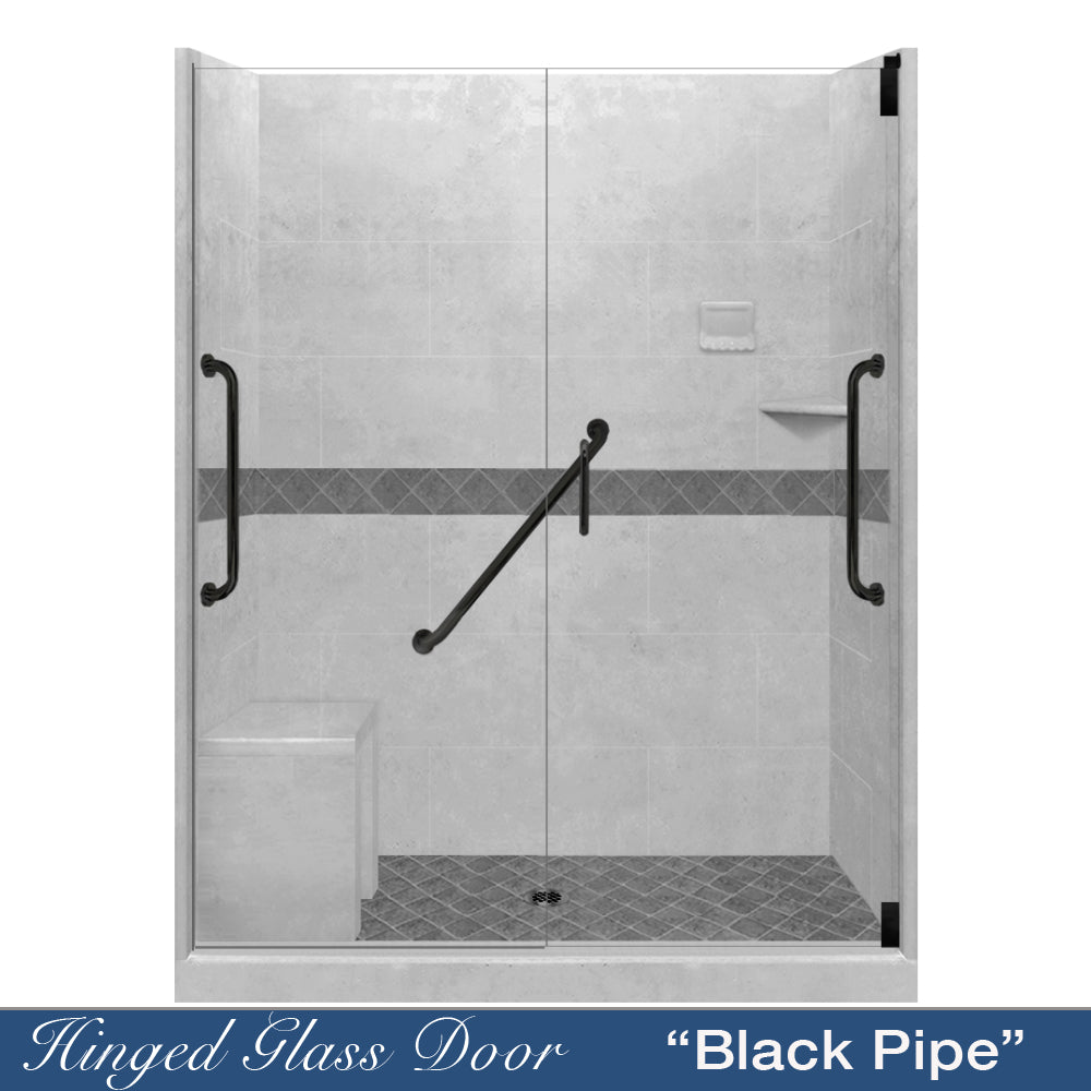 Freedom Standard Diamond Portland Cement 60" Alcove Shower Kit  testing shower - American Bath Factory