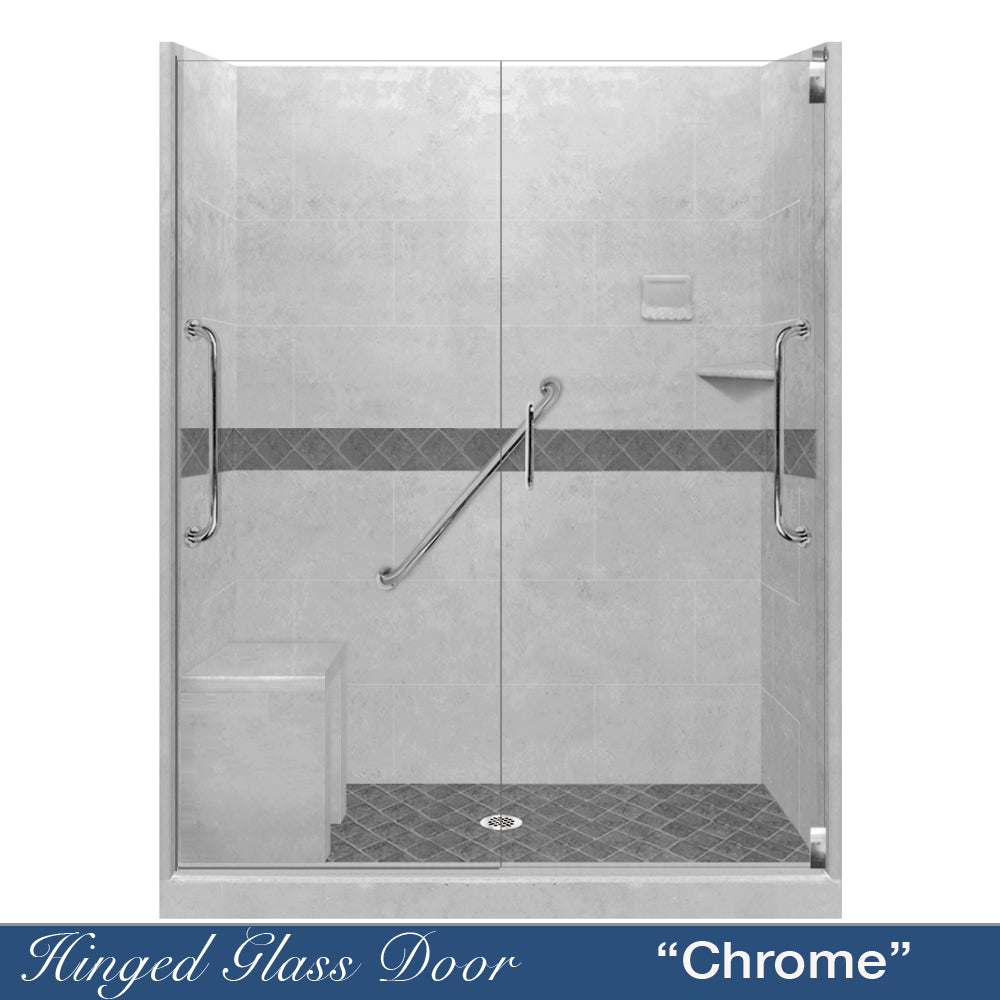 Freedom Standard Diamond Portland Cement 60" Alcove Shower Kit  testing shower - American Bath Factory
