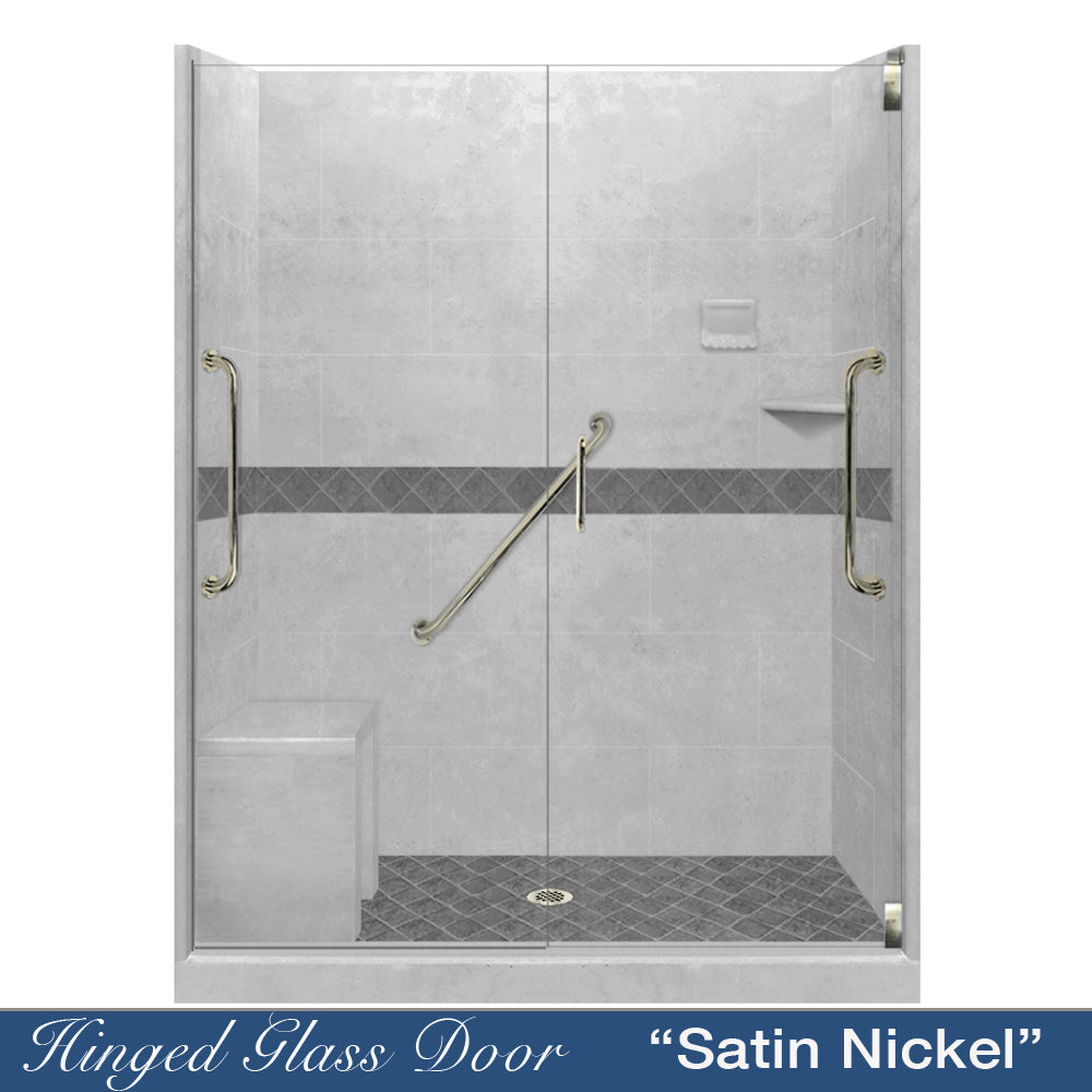 Freedom Standard Diamond Portland Cement 60" Alcove Shower Kit  testing shower - American Bath Factory