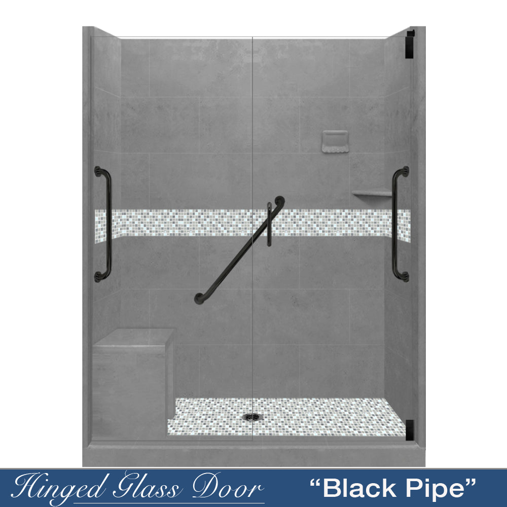 Freedom Standard Del Mar Mosaic Wet Cement 60" Alcove Shower Kit  testing shower - American Bath Factory